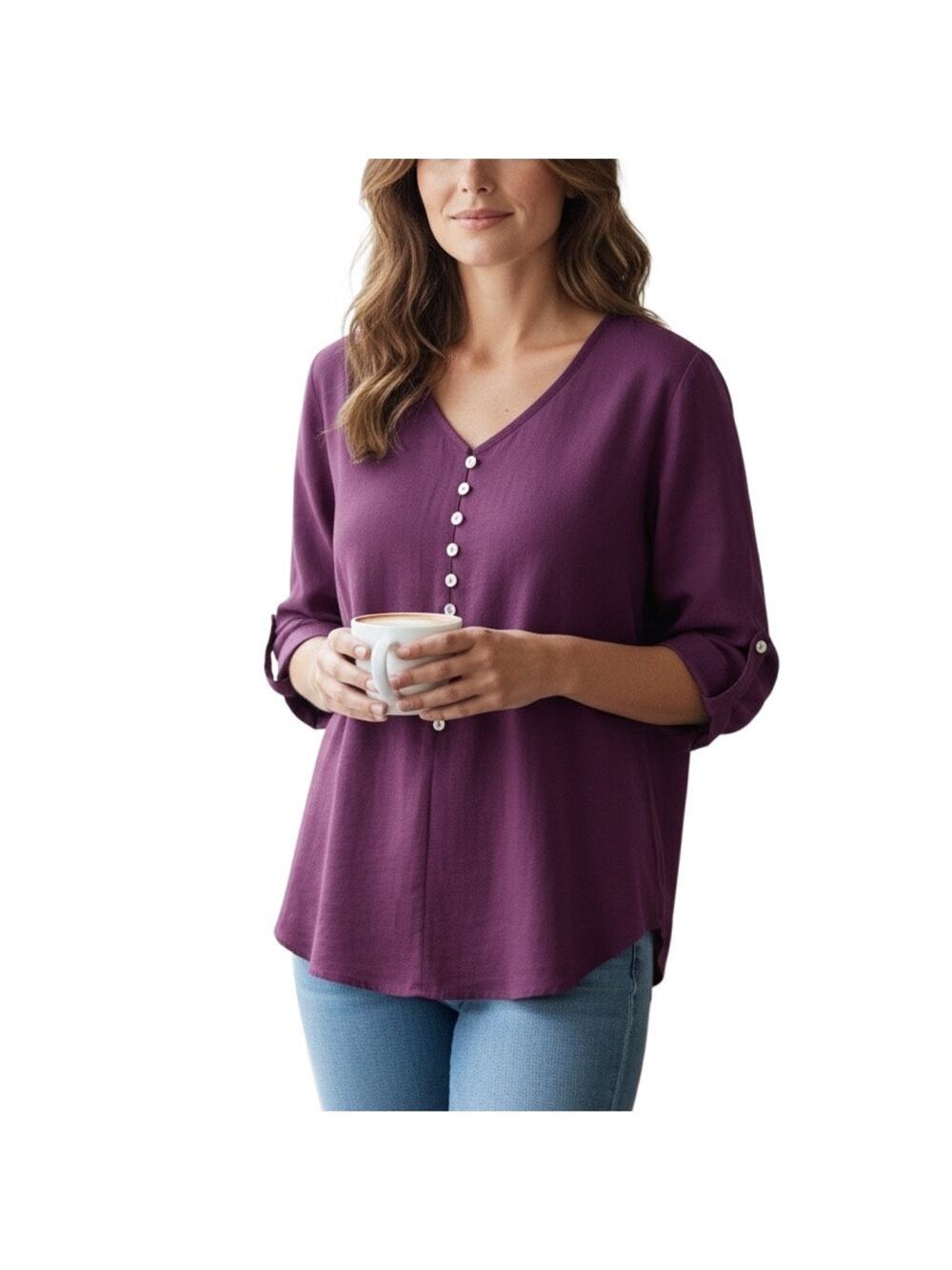 Soft Surroundings Purple Plum Sardinia Tunic Top
